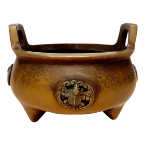 Chinese Bronze Fu Bat Medallions Censer