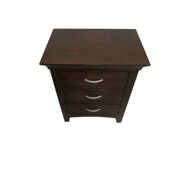 1980s Traditional Brown Wood Nightstand 3 Drawer For Sale - Image 4 of 12