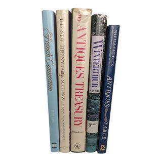 5 Vintage French & Tiffany Decorative Arts Books – Blue Cream Green Library For Sale