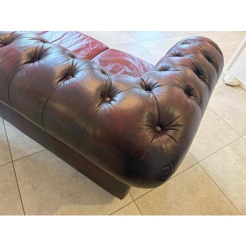 Wood Chesterfield Three-Seater Club Sofa, 2000s For Sale - Image 7 of 18