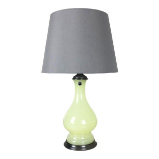 Mid-Century Lime and Opaline Murano Glass Table Lamp from Cenedese Vetri For Sale