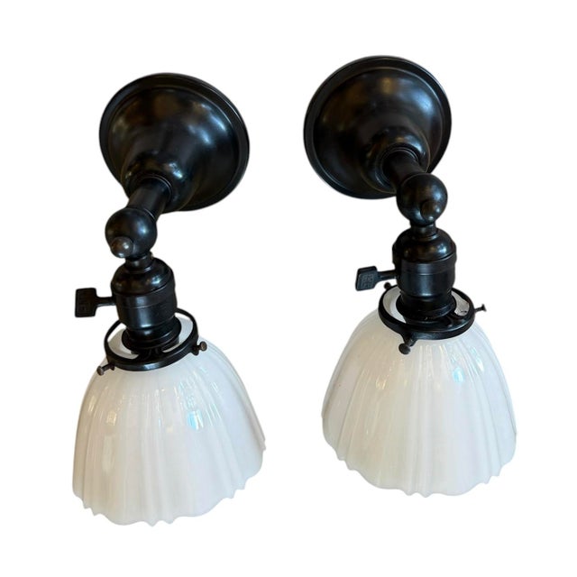 1920s Antique Pair of Sheffield Style Clam Shell Wall Sconces For Sale - Image 5 of 10