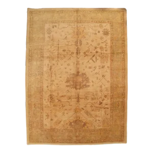 Vintage Oushak Carpet, Oriental Rug, Handmade, Ivory, Gray, Saffron, Yellow