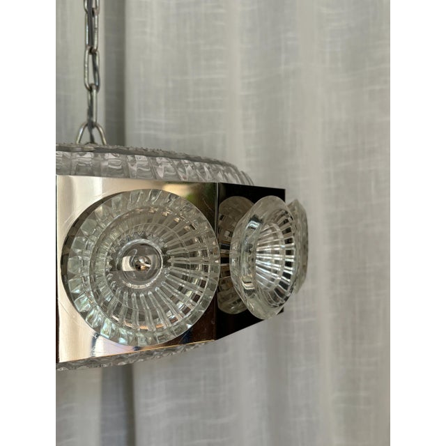 Metal Ceiling Lamp with Crystal Elements by Carl Fagerlund for Orrefors, Sweden, 1960s For Sale - Image 15 of 18