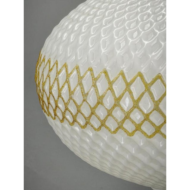 Glass Czechoslovak Opaline Glass and Gold Pendant Light, 1970s For Sale - Image 7 of 11