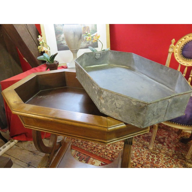 Traditional Empire Walnut & Zinc Planter, 1980s For Sale - Image 3 of 12