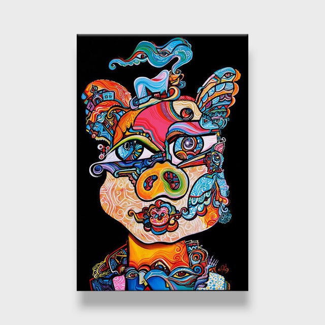 This is a one-of-a-kind original cubist painting by San Diego artist, Alexander Arshansky. Its dimensions are 22" x 28" x...