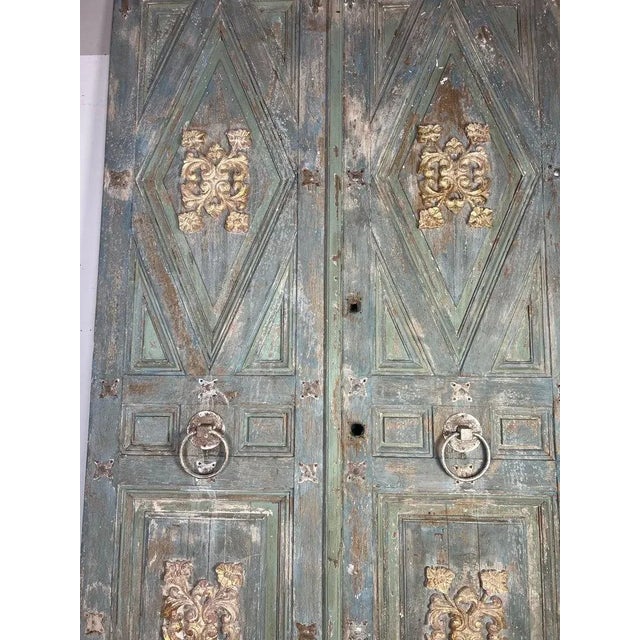 1900 - 1909 Pair of Italian Painted & Parcel Gilt Doors C. 1900 For Sale - Image 5 of 12