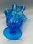 1950s 1950s Fenton Colonial Blue Thumbprint Thousand Eye Footed Handkerchief Vase For Sale - Image 5 of 8