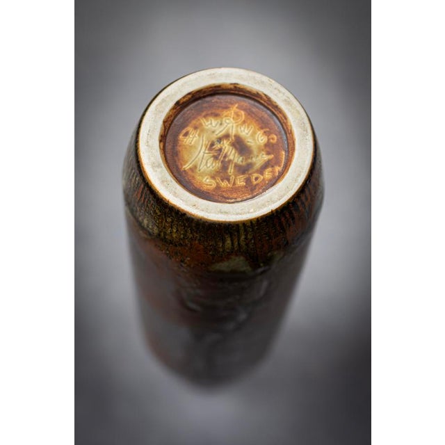 Bottle Vase in Mottled Brown Glazed Stoneware by Carl-Harry Stålhane for Rörstrand, Sweden, 1960 For Sale - Image 15 of 16