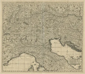 Antique Map of Northern Italy, 1690