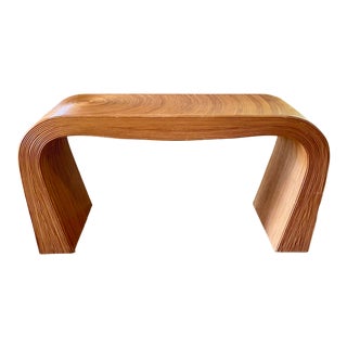 Vintage Mid Century Split Reed Rattan Console Table For Sale