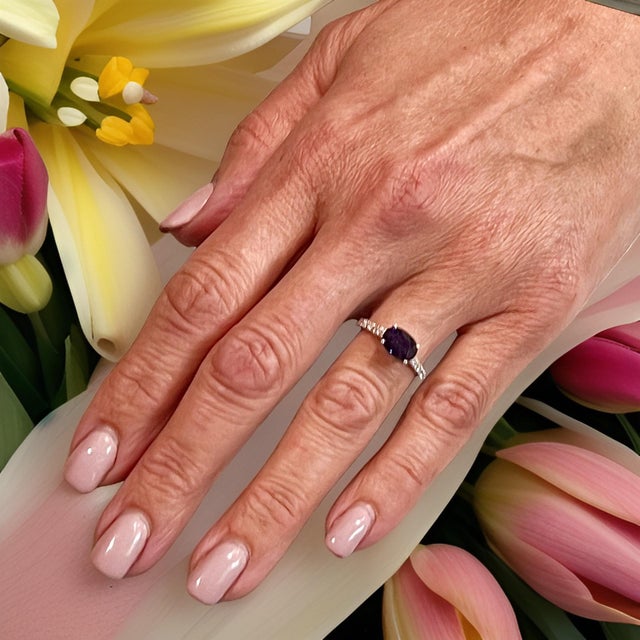 Traditional Natural Sapphire Diamond Ring 6.5 14k W Gold 3.15 TCW Certified For Sale - Image 3 of 14