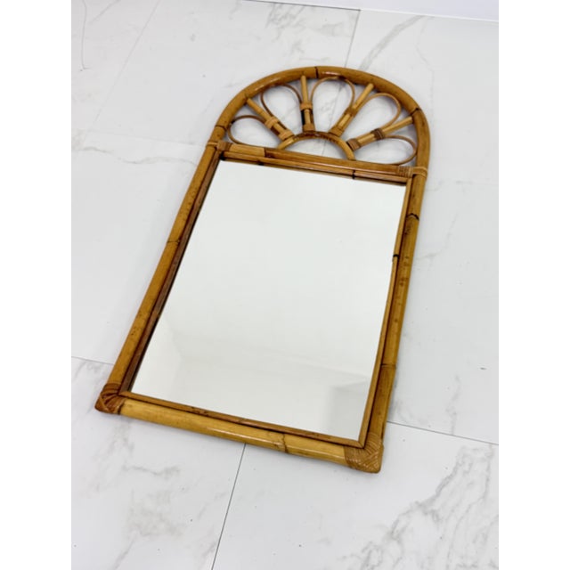 Beige Bamboo Wall Mirror, Italy, 1970s For Sale - Image 8 of 11