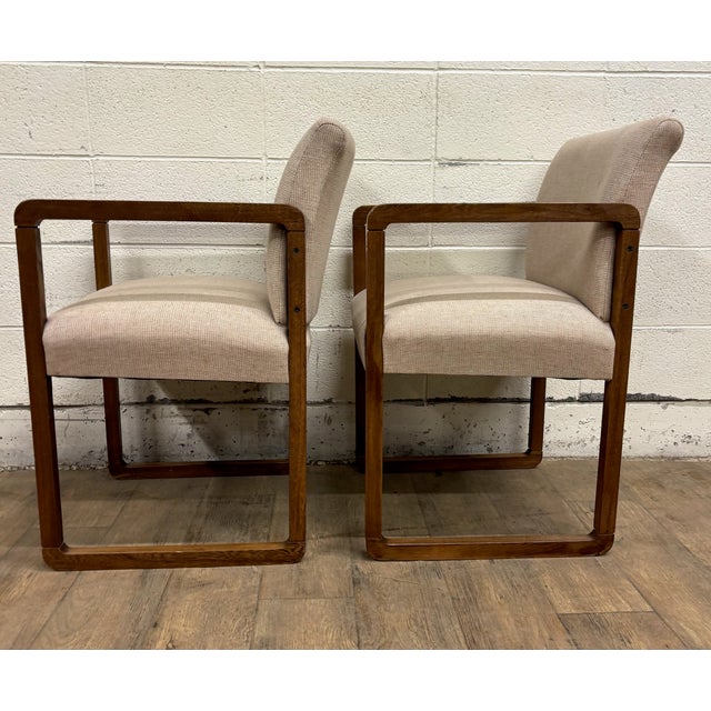 Beige Vintage the Hon Co Mid Century Modern MCM Danish Style Dining Arm Chairs For Sale - Image 8 of 10