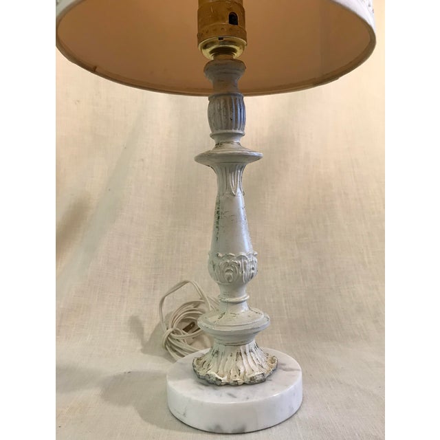 Vintage Marble Base Pained Metal Lamp | Chairish
