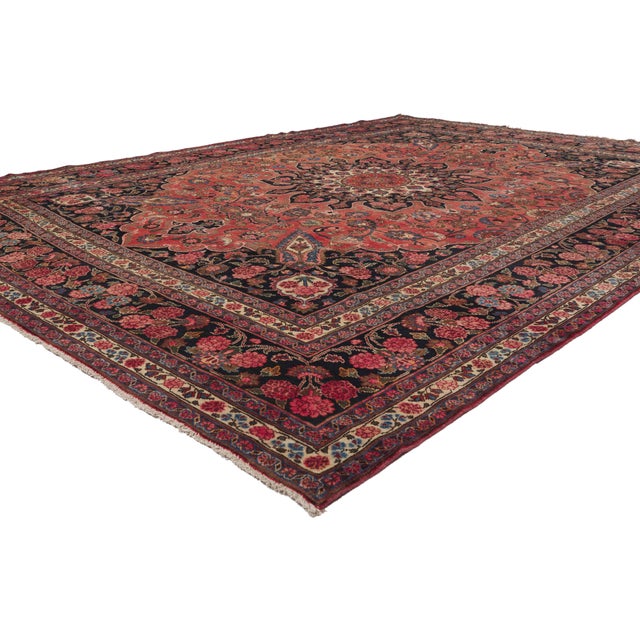 75141 Vintage Persian Mashhad Rug, 09'10 x 13'04. The Royal Rosette: A Vintage Persian Mashhad Masterpiece of Palatial...