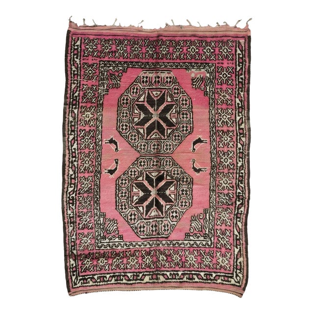 Pink Moroccan Tribal Rug - 8.6 X 5.6 Ft For Sale