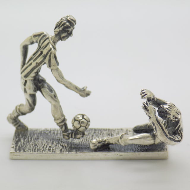 Vintage Italian Penalty Kick Soccer Scene Figurine in Sterling Silver 925, Arezzo, 1980s For Sale - Image 4 of 13
