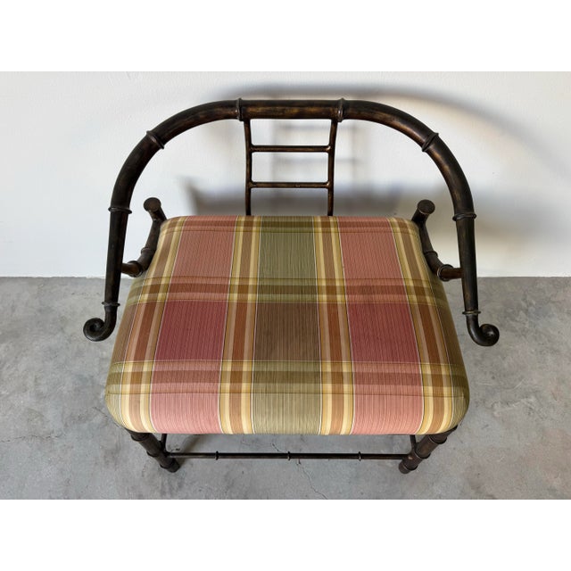 Vintage Mastercraft Asian-Style Faux Bamboo Metal Lounge Chair/ Sold For Sale - Image 4 of 12