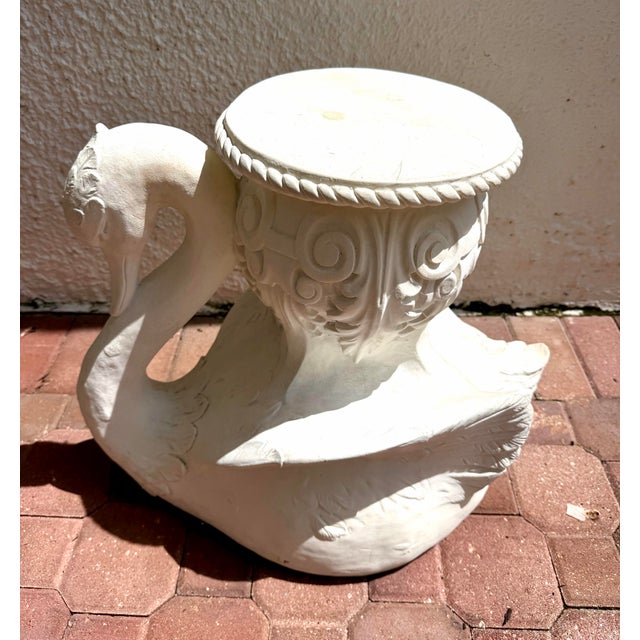 Plaster Swan Garden Stool or Drink Table For Sale - Image 4 of 9