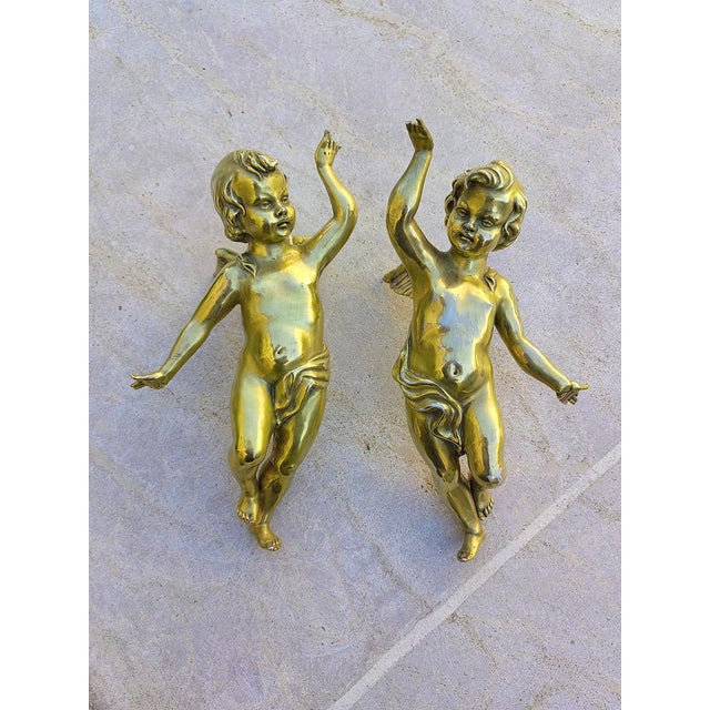 Antique Golden Ceramic Putti, 1800s, Set of 2, in Good conditions. Designed before 1890