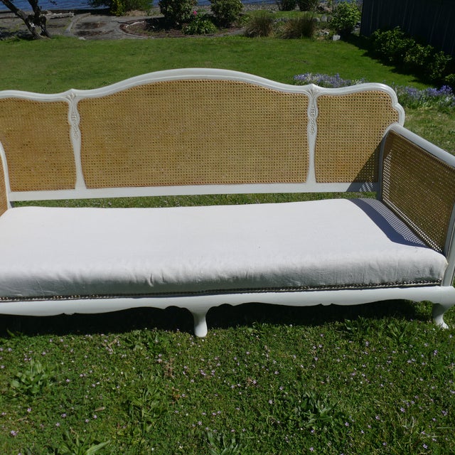 Mid 20th Century Mid 20th Century French Provincial Style Painted Cane Settee Sofa For Sale - Image 5 of 17