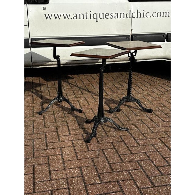 Industrial Industrial Factory Edwardian Metal Cast Iron & Wood Machinists Tables, Set of 3 For Sale - Image 3 of 18