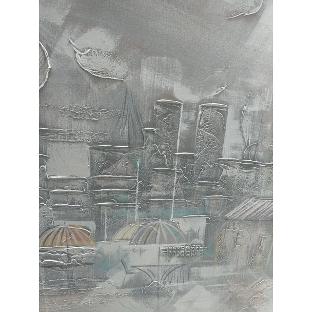 Large Brutalist Cafe Painting by Lee Reynolds For Sale - Image 9 of 12