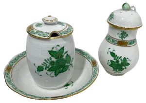 Chinese Bouquet Apponyi Green Set from Herend Hungary Porcelain, 1960s, Set of 3