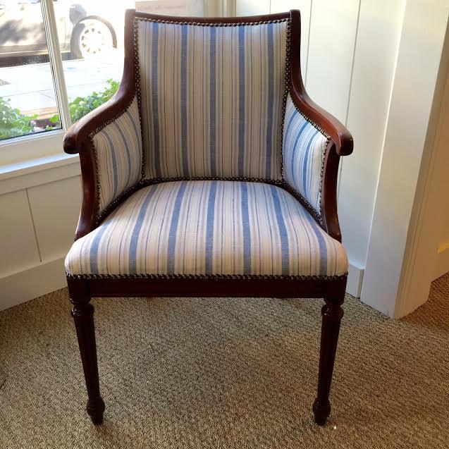 Vintage Blue & White Striped Nailhead Chair | Chairish Choose from contactless same day delivery, drive up and more.