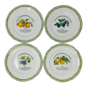 Rare 1990s Gien France "Les Gastronomiques De La Santé" Fruit Plates - Set of 4