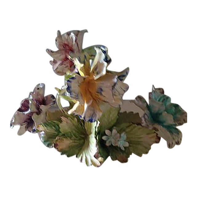 Mid 19th Century Capodimonte Ceramic Flower Centerpiece For Sale
