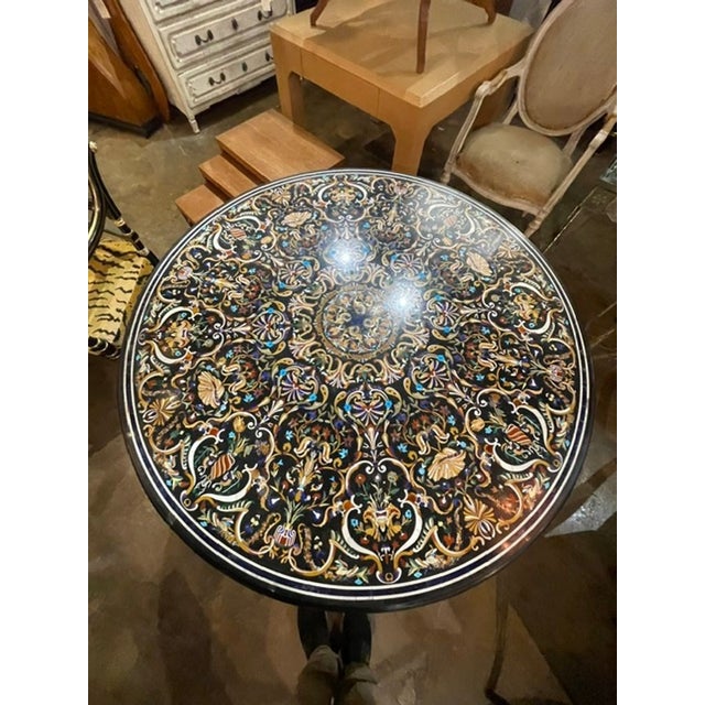 Italian Pietra Dura Inlaid Marble Center Table For Sale - Image 9 of 9