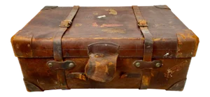 Vintage Brown Leather Military Travel Trunk by r.w. Forsyth
