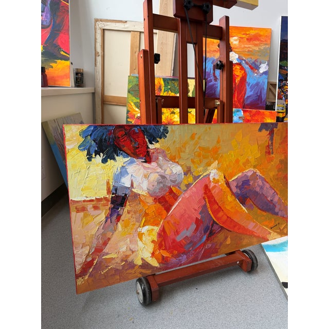 2020s At Ease in Her Own Light, by Godfrey Afebuame , Oil Painting With Knife on Canvas (2026) For Sale - Image 5 of 5
