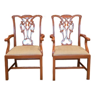 Beautifully Lacquered Chippendale Style Chairs, a Pair For Sale