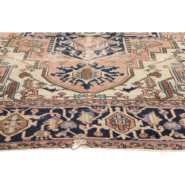 Late 19th Century 1880's Antique Persian Serapi Rug - 11'04 X 13'05 For Sale - Image 4 of 9
