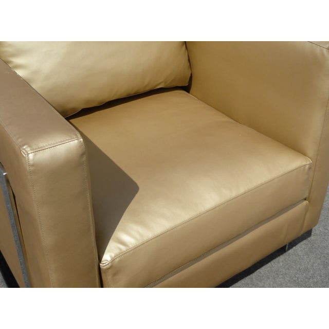 Plastic Mid Century Gold Chrome Club Chair Contemporary Modern Style For Sale - Image 7 of 11