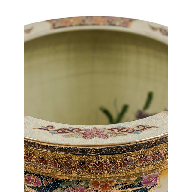 Vintage Satsuma-Style Porcelain Fishbowl Planter For Sale - Image 10 of 11