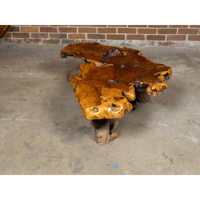 Live Edge Redwood America Coffee Table with Rustic Character, Vintage For Sale - Image 9 of 12