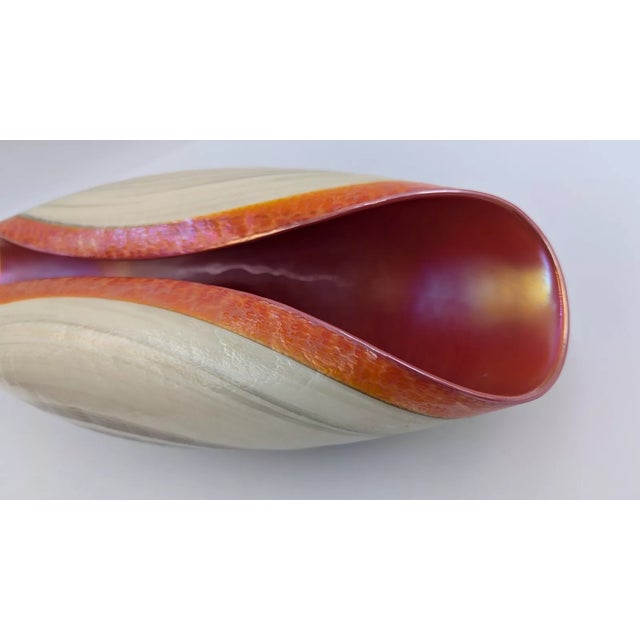 Ivory Large Yalos Murano Folded Glass Centerpiece Bowl, Italy For Sale - Image 8 of 12