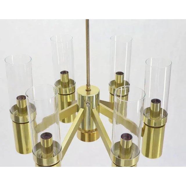 7 Bulbs 6 Point Geometric 3 Way Italian Light Fixture Chandelier Parzinger Style For Sale - Image 6 of 11