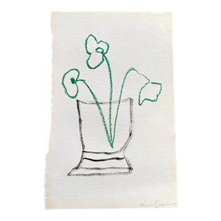 “Una Base De Flores” No. 1 Oil Pastel on Paper For Sale