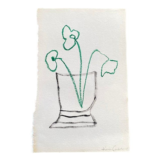 “Una Base De Flores” No. 1 Oil Pastel on Paper For Sale