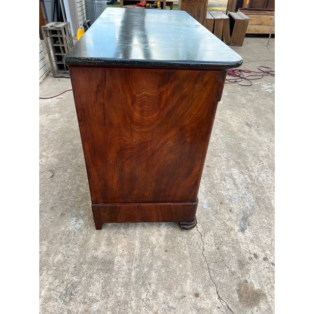 French 19th Century Louis Philippe Flame Mahogany Marble Top Commode For Sale - Image 10 of 12