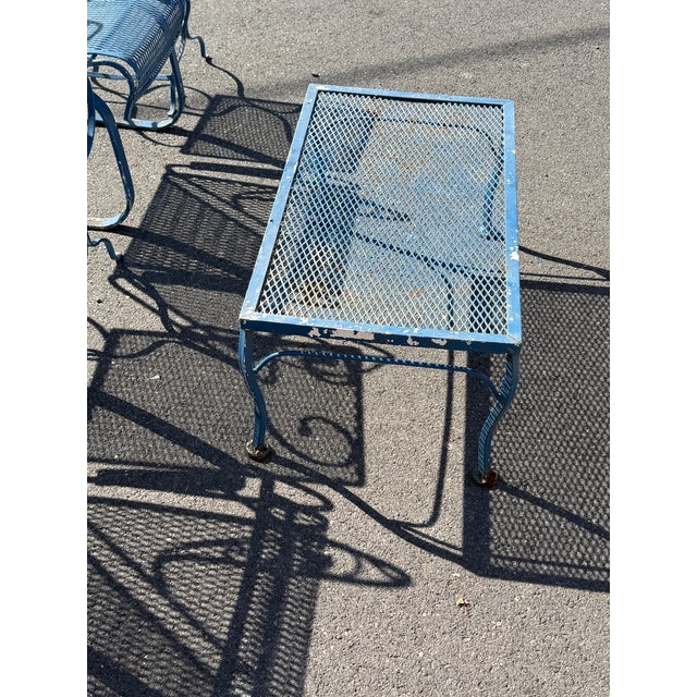 Russell Woodard Beautiful Vintage Wrought Iron Woodard Patio Bistro Set 2 Rockers & 4 Tables , Attributed For Sale - Image 4 of 5