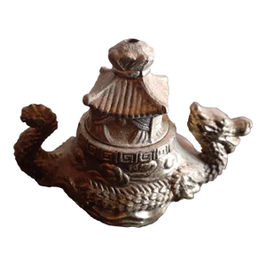1950s Ornate Dragon Bronze Ink Well Holder