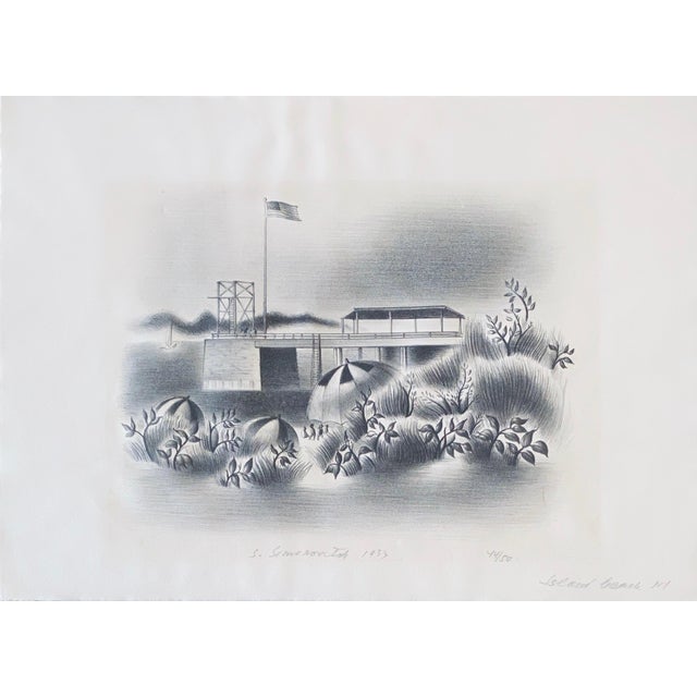 Simka Simkhovitch, Simka Simkhovitch WPA Artist Lithograph Island Beach 1933 American Modernist, 1933 For Sale