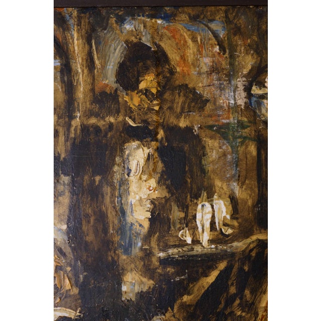 Antoinio Fuentes / Picasso of Tangier, At the Café, 20th Century, Oil on Cardboard For Sale - Image 9 of 12